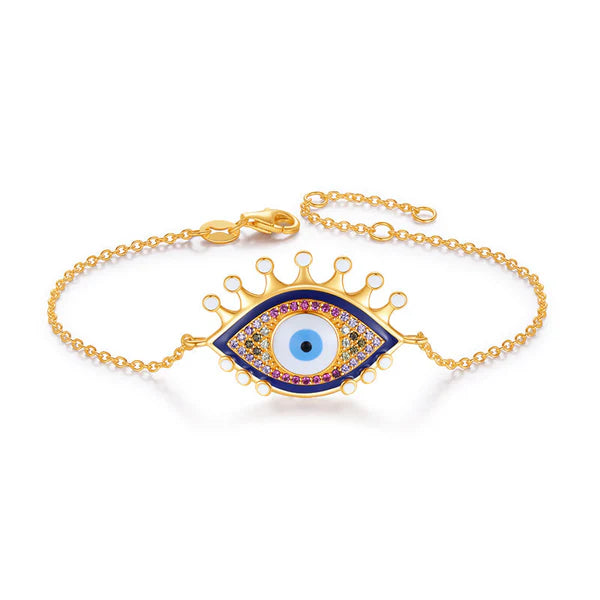 Good Lucky Evil Blue Eye Adjustable 925 Sterling Silver Bracelet