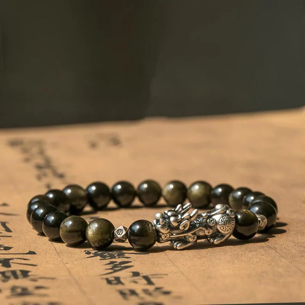 Gold Obsidian Pixiu Fengshui Bracelet Product Details