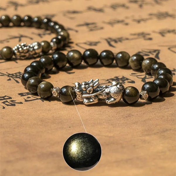 Gold Obsidian Pixiu Fengshui Bracelet Product Details