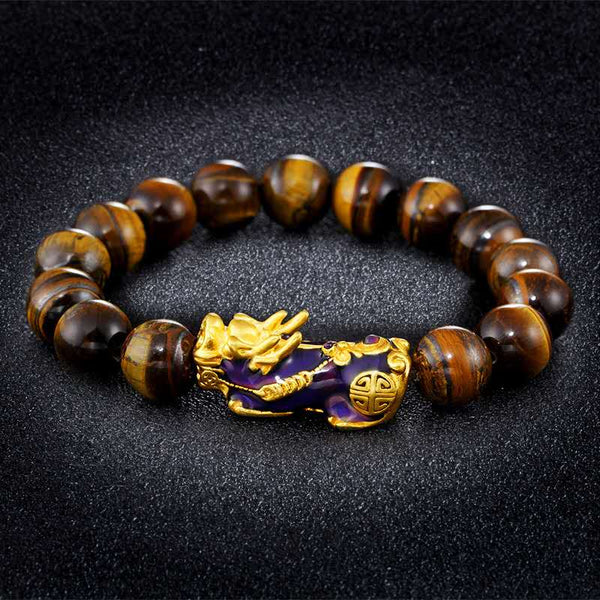 Yellow Tiger Eye Color Changing Pixiu Protection Bracelet Product Details